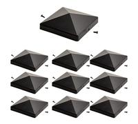 Save Your Fence! 10 Black 4x4inch Post Caps - Durable Plastic, Blocks Rain & Snow Damage. Easy Install with Screws - Ultimate Protection for Wooden Decks & Fence Posts