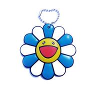 SaveALL Murakami Cheerfulness Blue-White Color Flake Sunflower Keychain Brooch pin Kitchen Wall Decor Plush Toy Cute Smile Great for Decoration Cell Phones Backpacks Jeans Jackets and More 2" Dia
