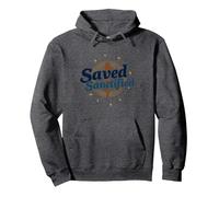 Saved and Sanctified: Inspirational Christian Faith Gift Pullover Hoodie, Adult Unisex, Dark Heather Grey, XXL