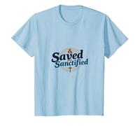 Saved and Sanctified: Inspirational Christian Faith Gift T-Shirt, Kids, Baby Blue, 3 Years
