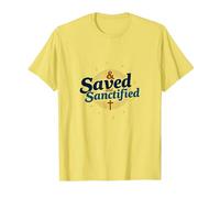 Saved and Sanctified: Inspirational Christian Faith Gift T-Shirt, Men, Lemon, 3XL