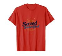 Saved and Sanctified: Inspirational Christian Faith Gift T-Shirt, Men, Red, XL