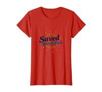 Saved and Sanctified: Inspirational Christian Faith Gift T-Shirt, Women, Red, XL