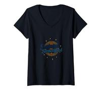 Saved and Sanctified: Inspirational Christian Faith Gift V-Neck T-Shirt, Women, Black, S