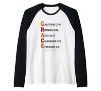 Saved by Grace Alone Aesthetic Faith Elegant Christian Grace Raglan Baseball Tee