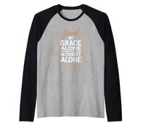 Saved by Grace Alone Christian Theology Raglan Baseball Tee