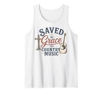 Saved by Grace and Country Music Christian Guitar Design Tank Top