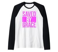Saved by Grace Bible Verse Women Ephesians Scripture Faith Raglan Baseball Tee
