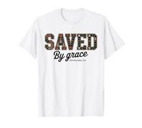 Saved by Grace Boho Floral Christian Bible Verse T-Shirt