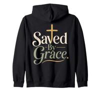 Saved By Grace Christian Cross Faith Apparel Zip Hoodie
