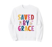 Saved By Grace Christian Faith Cross Design Sweatshirt