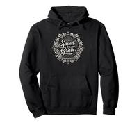 Saved by Grace Christian Faith Scripture Wreath Pullover Hoodie