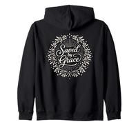 Saved by Grace Christian Faith Scripture Wreath Zip Hoodie