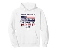 Saved by Grace, Driven by Faith - Men's Christian Muscle Car Pullover Hoodie