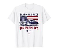 Saved by Grace, Driven by Faith - Men's Christian Muscle Car T-Shirt