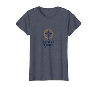 Saved by Grace: Elegant Cross for Christians, Christians T-Shirt, Women, Heather Blue, 3XL