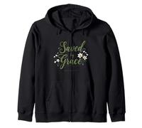 Saved by Grace Ephesians 2:8-9 Fun Christian Faith Floral Zip Hoodie