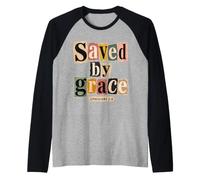 Saved By Grace Ephesians 2:8 Christian Bible Verse Raglan Baseball Tee