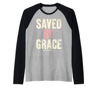 Saved By Grace Ephesians 2:8 Christian Bible Verse Raglan Baseball Tee