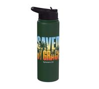 Saved By Grace Ephesians 2:8 Christian Bible Verse Stainless Steel Insulated Water Bottle