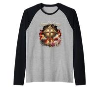 Saved By Grace Ephesians 28 Cross Roses Crown Thorns Bible Raglan Baseball Tee