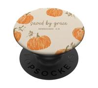 Saved by Grace Fall Aesthetic Pumpkin Faith Christian Bible PopSockets Adhesive PopGrip