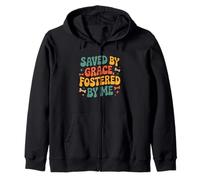 Saved by Grace Fostered by Me Dog Rescue Foster Mom Retro Zip Hoodie