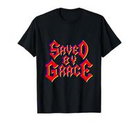 Saved by Grace Heavy Metal Font Christian Faith T-Shirt