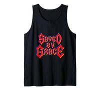 Saved by Grace Heavy Metal Font Christian Faith Tank Top