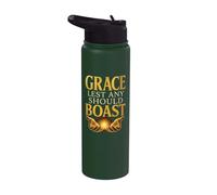 Saved By Grace Lest Any Should Boast Christian Verse Stainless Steel Insulated Water Bottle