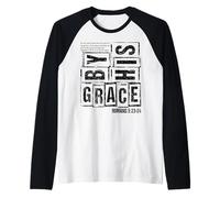 Saved by Grace Romans 3 23 24 Christian Bible Verse Faith Raglan Baseball Tee