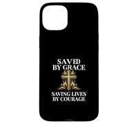 Saved by Grace Saving Lives by Courage Firefighter Case for iPhone 15 Plus