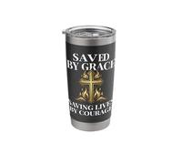 Saved by Grace Saving Lives by Courage Firefighter Stainless Steel Insulated Tumbler