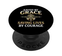 Saved by Grace Saving Lives Courage Christian Fire PopSockets Adhesive PopGrip