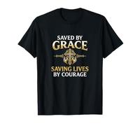 Saved by Grace Saving Lives Courage Christian Fire T-Shirt