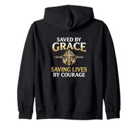 Saved by Grace Saving Lives Courage Christian Fire Zip Hoodie