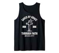 Saved by Grace Through Faith Christian Cross Bible Verse Art Tank Top