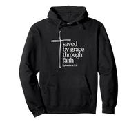Saved By Grace Through Faith God Jesus Cross Christian Pullover Hoodie