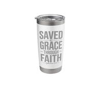 Saved by Grace Through Faith Jesus Christ Saves Bible Verse Stainless Steel Insulated Tumbler