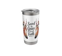Saved by Grace Through Faith Jesus Savior Boho Motif Stainless Steel Insulated Tumbler