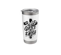 Saved by Grace Through Faith Jesus Savior Cross Stainless Steel Insulated Tumbler