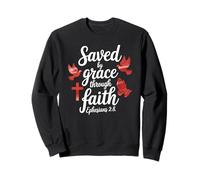 Saved By Grace Through Faith Jesus Savior Dove Cross Sweatshirt
