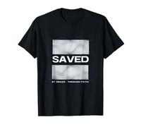 Saved by Grace Through Faith Minimal Christian Design Bold T-Shirt