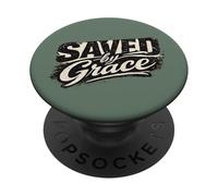 Saved By Grace Vintage Distressed Christian Faith Design PopSockets Adhesive PopGrip