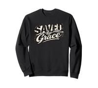 Saved By Grace Vintage Distressed Christian Faith Design Sweatshirt