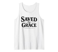 Saved By Grace Vintage Distressed Christian Faith Design Tank Top