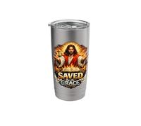 Saved By His Gracee Jesus Art Christian Religious Art Stainless Steel Insulated Tumbler