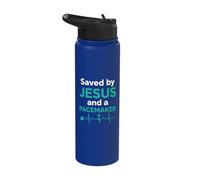 Saved by Jesus and A Pacemaker Cardiac Implant Surgery Stainless Steel Insulated Water Bottle