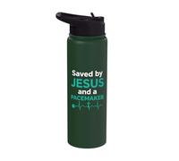 Saved by Jesus and A Pacemaker Cardiac Implant Surgery Stainless Steel Insulated Water Bottle