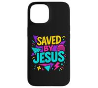 Saved By Jesus Christian Retro 80s 90s Memphis Pop Aesthetic Case for iPhone 15